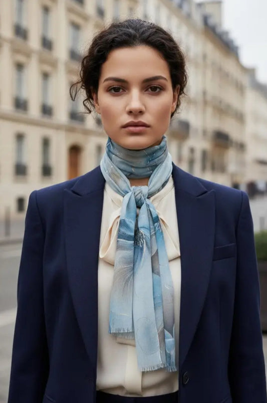 FLORAL PRINT SCARF - BLUE