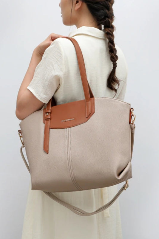 DOUBLE STRAP TOTE - BEIGE
