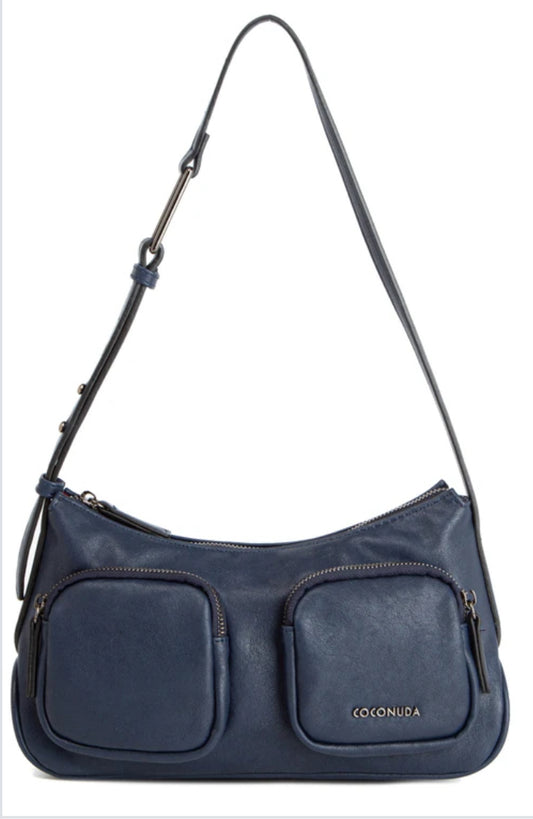 DOUBLE POCKET SHOULDER BAG - NAVY