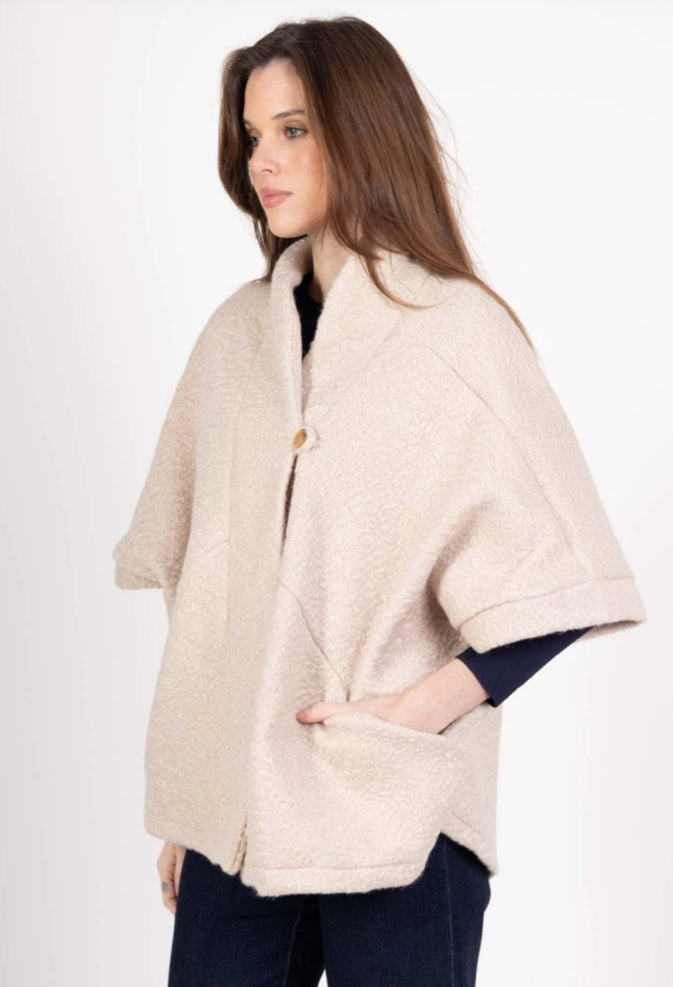 TEDDY BUTTON JACKET - 10-16 - CREAM