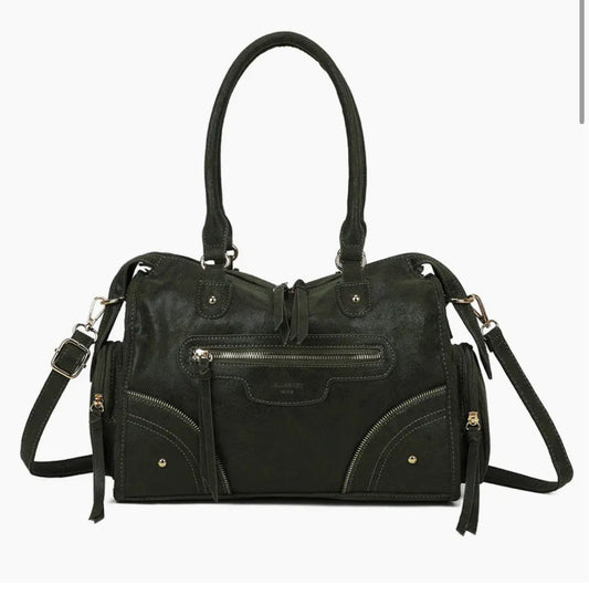 ZIP DETAIL BAG -FOREST GREEN