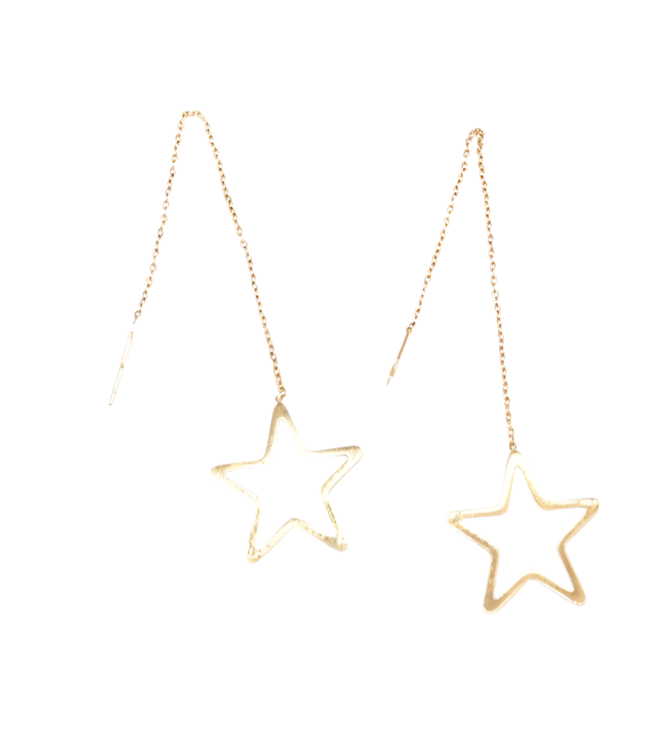 THREADER STAR EARRINGS - GOLD