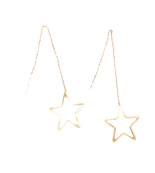 THREADER STAR EARRINGS - GOLD