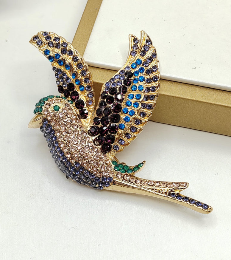 CRYSTAL BIRD BROOCH