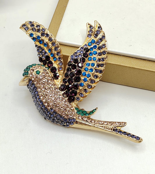 CRYSTAL BIRD BROOCH