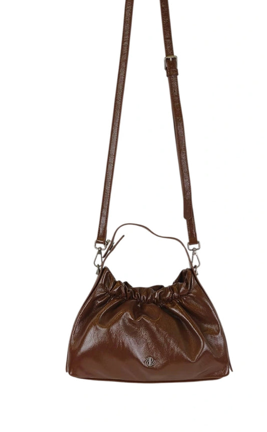 RUCHED HANDBAG/CROSSBODY - BROWN