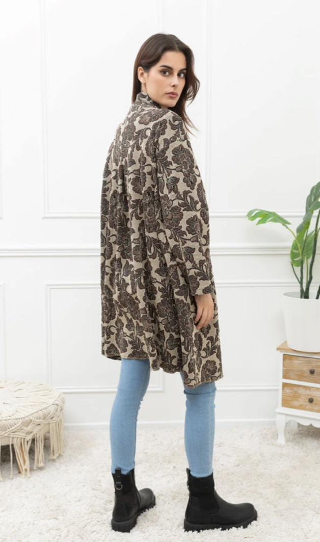 TAPESTRY MID LENGTH COAT - 8-14 - BROWN