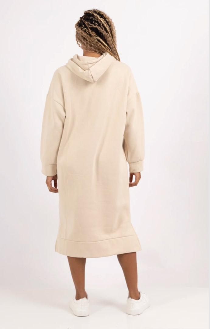 HOODED SWEATER DRESS - 10-16 & 16-20 - BEIGE