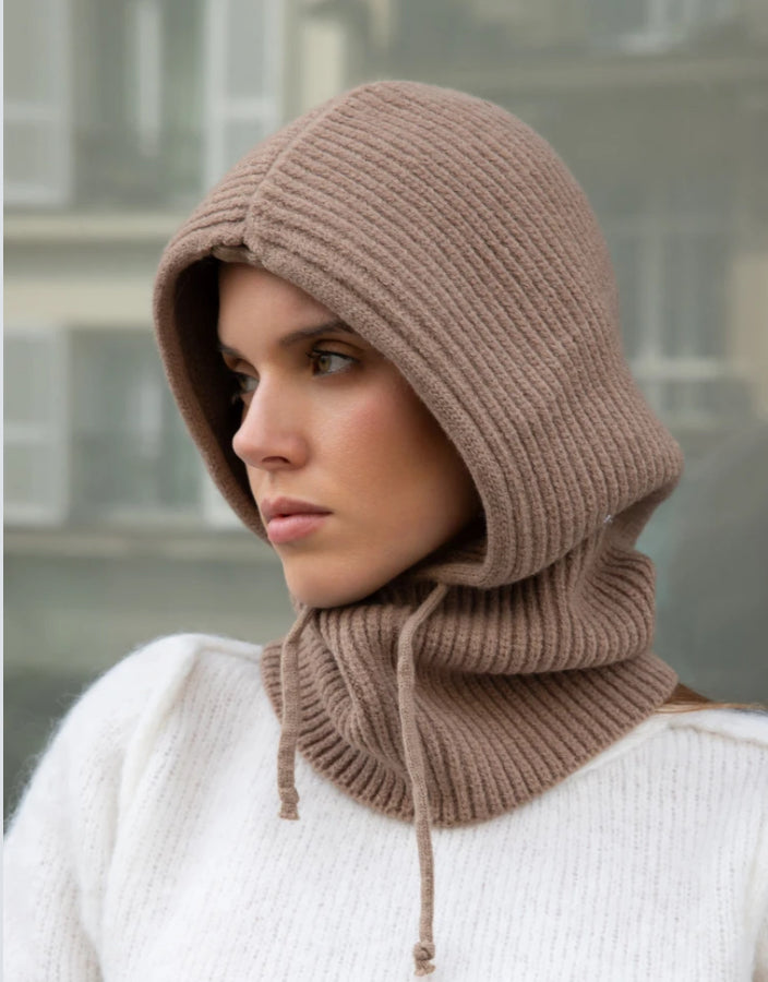 KNIT HOOD ‘N SNOOD - TAUPE