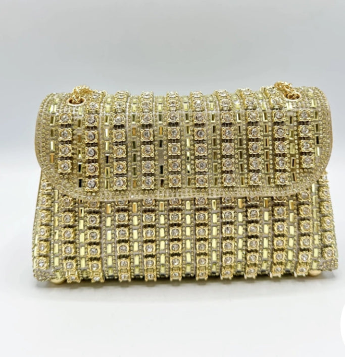 RHINESTONE OCCASION BAG - GOLD