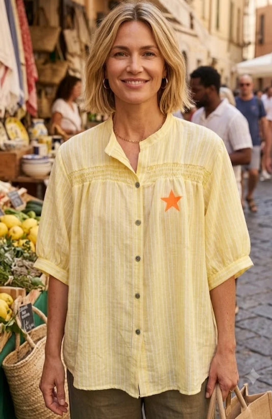 COTTON ICONIC STAR SHIRT - 10-16 - LEMON