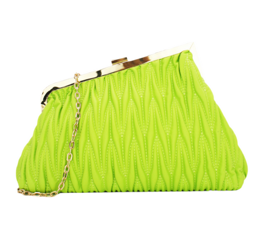 PLEAT ASYMMETRIC OCCASION BAG - LIME