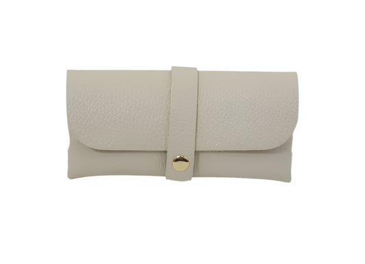LEATHER GLASSES CASE - BEIGE