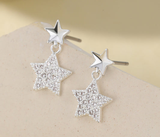 STAR CRYSTAL DROP STUD EARRINGS