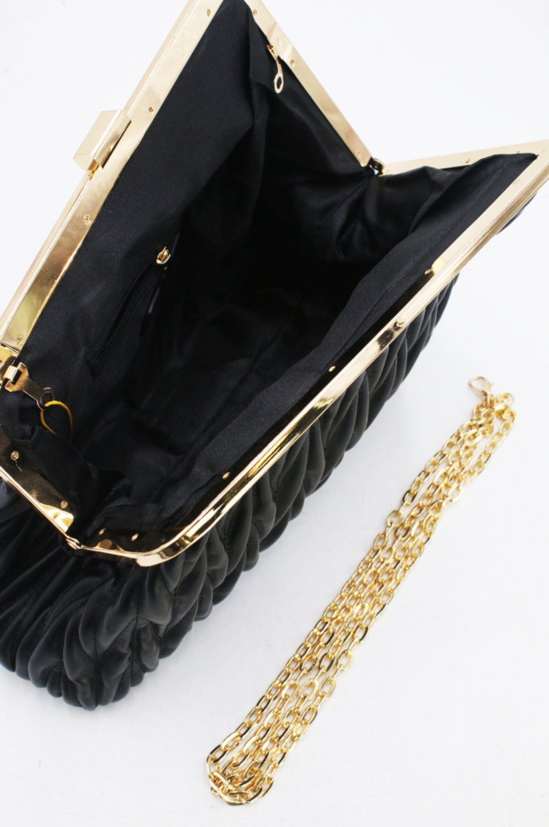 PLEAT ASYMMETRIC OCCASION BAG - BLACK