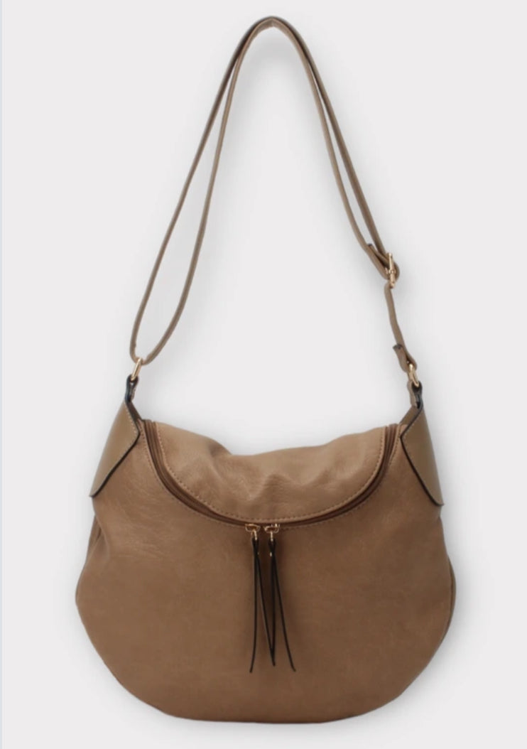 HALF MOON CROSSBODY - TAUPE