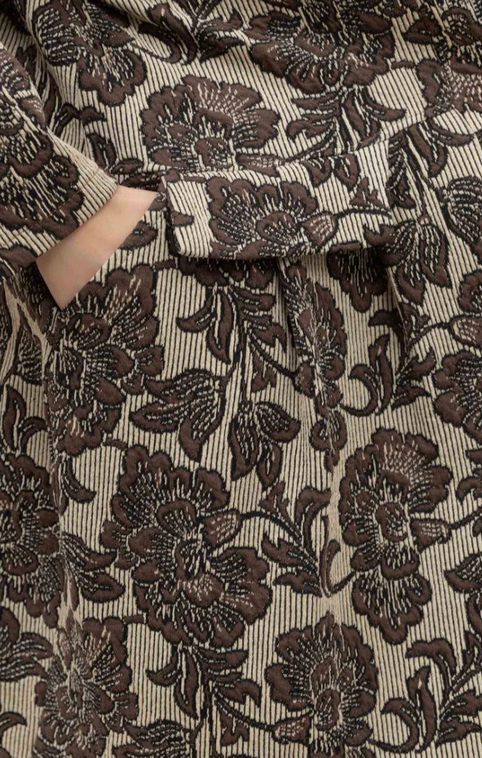TAPESTRY MID LENGTH COAT - 8-14 - BROWN