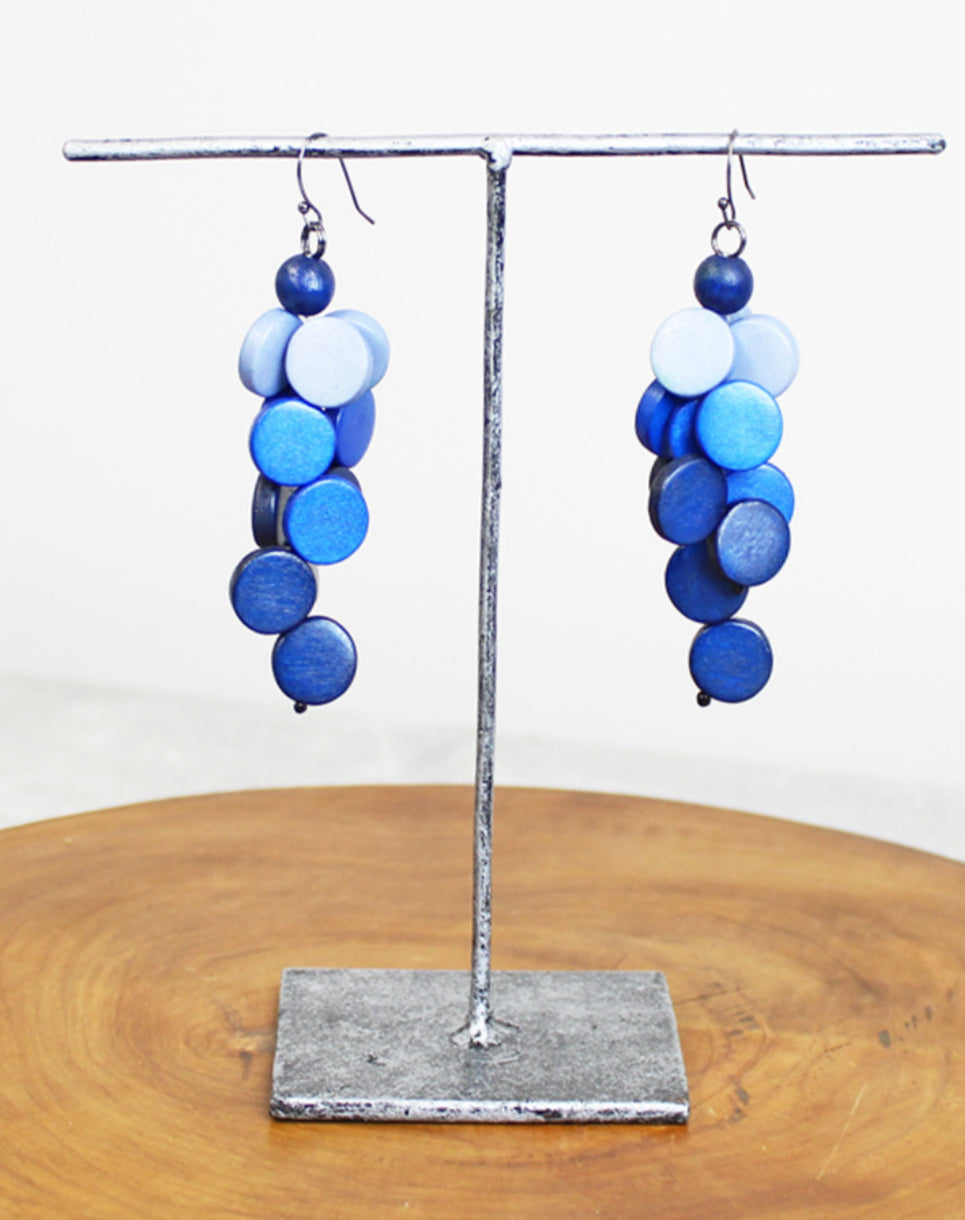 WOODEN CLUSTER EARRINGS