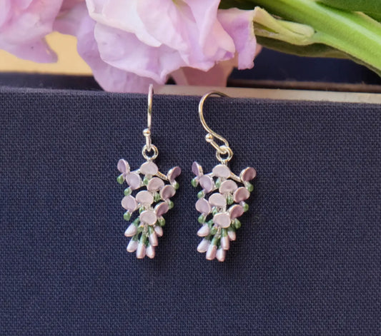 WISTERIA SILVER PLATED HAND ENAMELLED EARRINGS