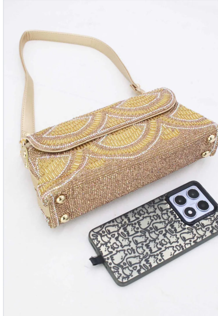 GOLD BEADED EVENING BAG