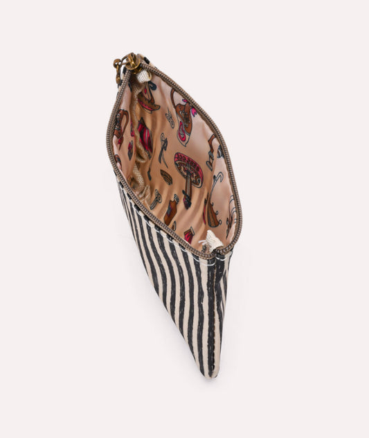 STRIPE CARD ZIP WALLET - BLACK