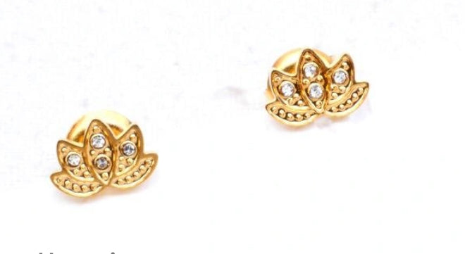 LOTUS FLOWER CRYSTAL STUDS - GOLD