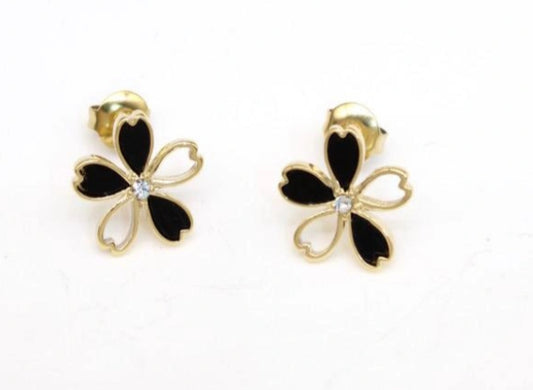 FLOWER STUD - BLACK