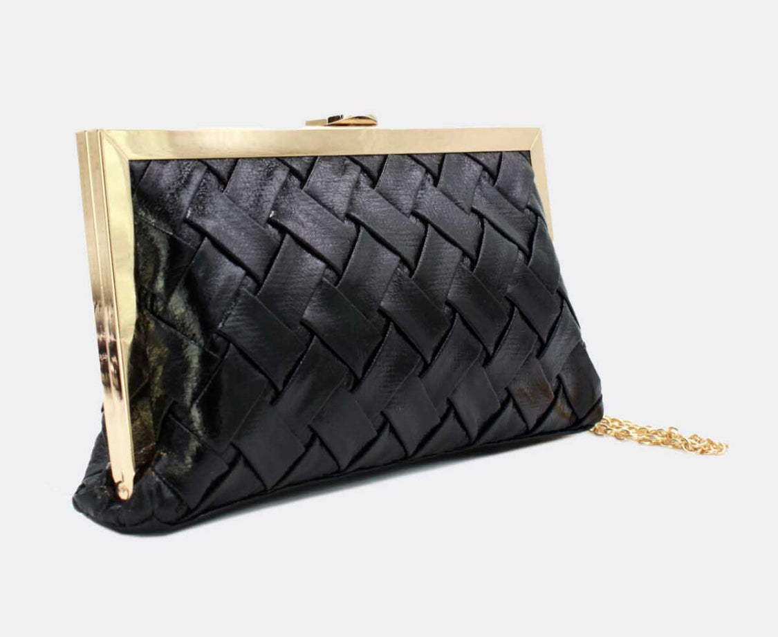 BRAIDED OCCASION BAG - BLACK