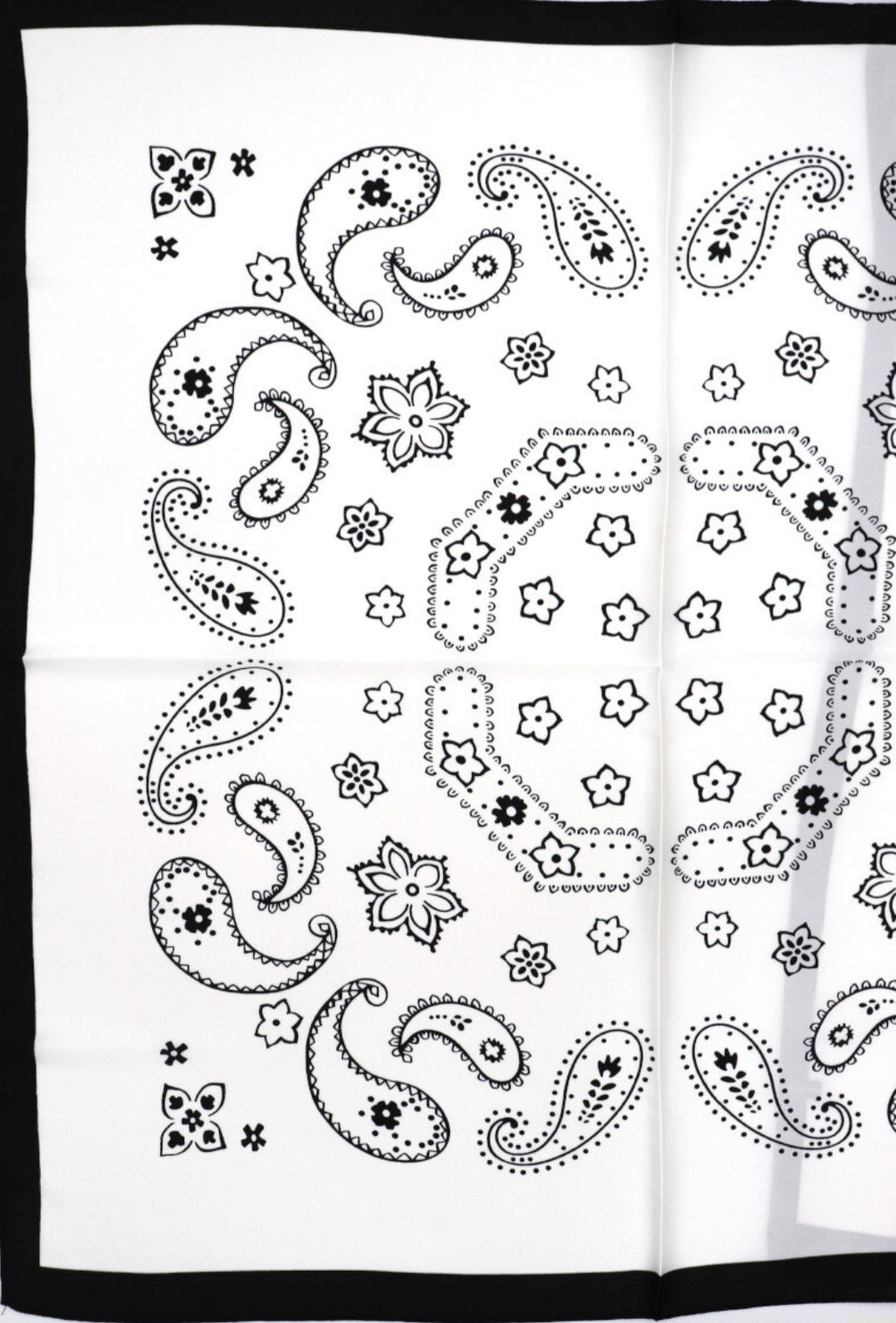 BANDANA PRINT SATIN NECK SQUARE SCARF - WHITE