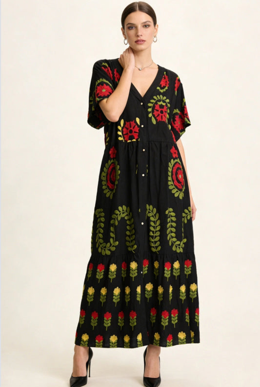 COTTON EMBROIDERED DRESS - 8-14