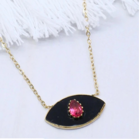 TURKISH EYE CRYSTAL NECKLACE - BLACK