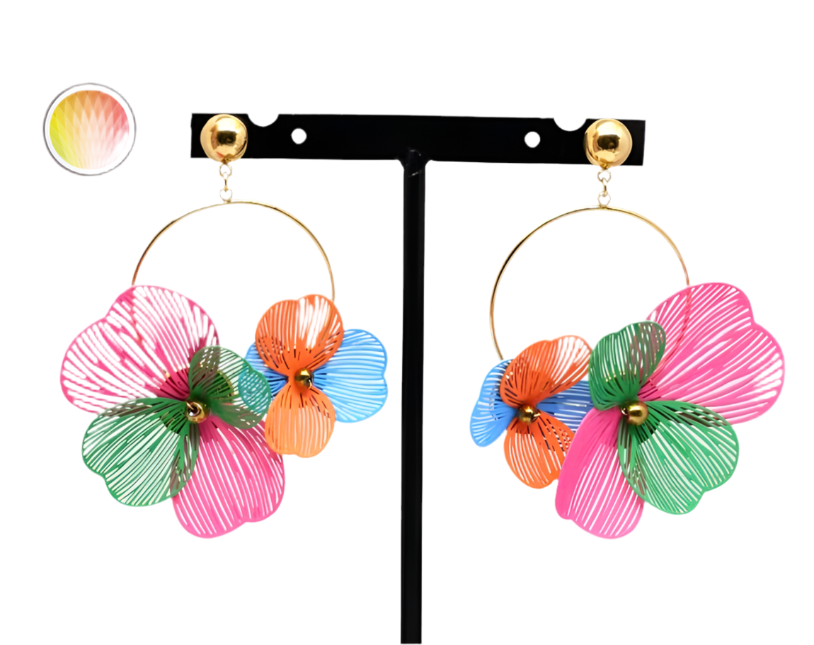 STATEMENT FLOWER EARRINGS- MULTI