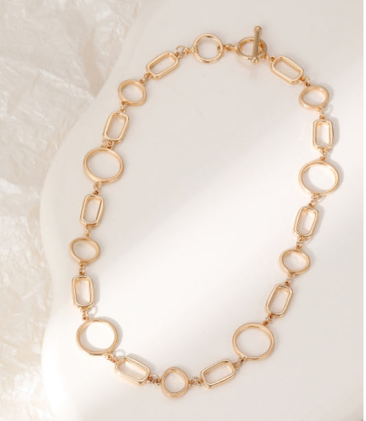 T-BAR SHAPES NECKLACE- GOLD