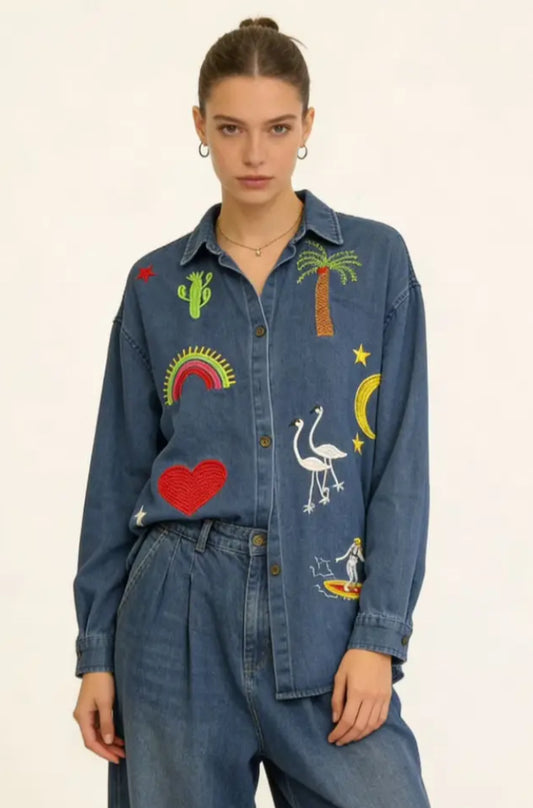 EMBROIDERED DENIM SHIRT - 10-16