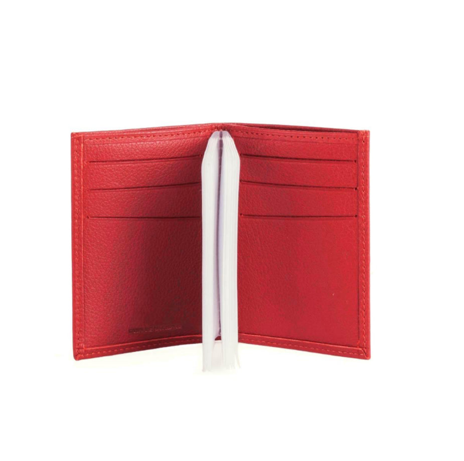 LEATHER CARD HOLDER WALLET - STRAWBERRY