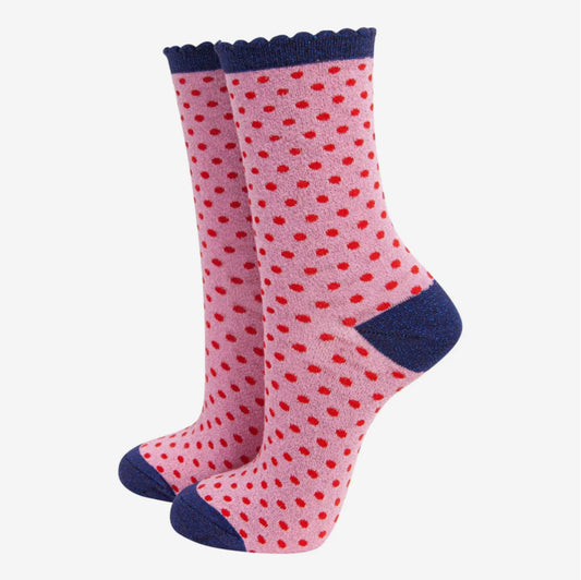 POLKA DOT BAMBOO SOCKS - PINK