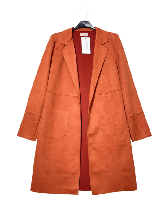 SUEDETTE OPEN JKT - 8-12/14- RUST