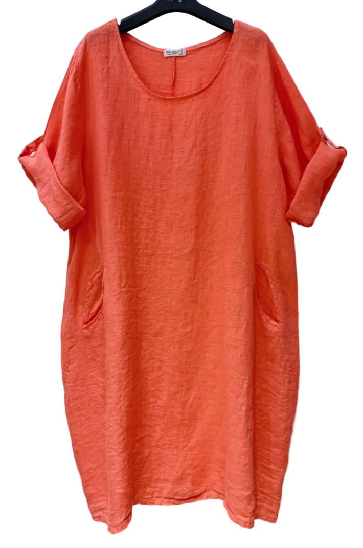 LINEN POCKET DRESS - 10-16