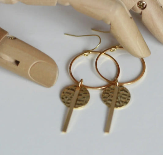 KAIKO - CIRCLE & BAR BRASS EARRINGS