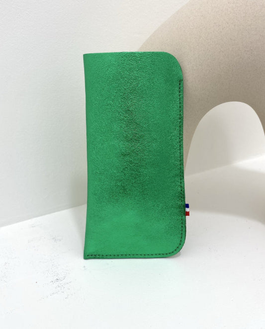LEATHER GLASSES CASE - GREEN
