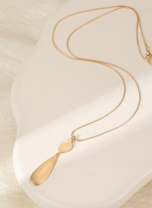 LONG TEAR DROP PENDANT - GOLD