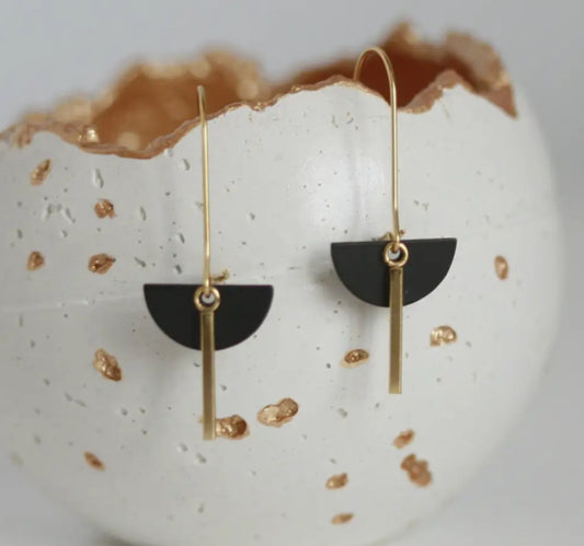 KAIKO - HALF MOON BAR DROP EARRINGS- GOLD PLATED - MADE IN IRELAND