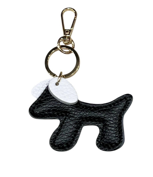 PADDED LEATHER DOG KEYRING - BLACK
