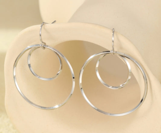 CIRCLES HOOK EARRINGS - SILVER
