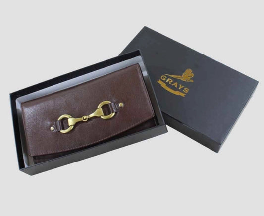 LEATHER SNAFFLE WALLET - BROWN - IN GIFT BOX