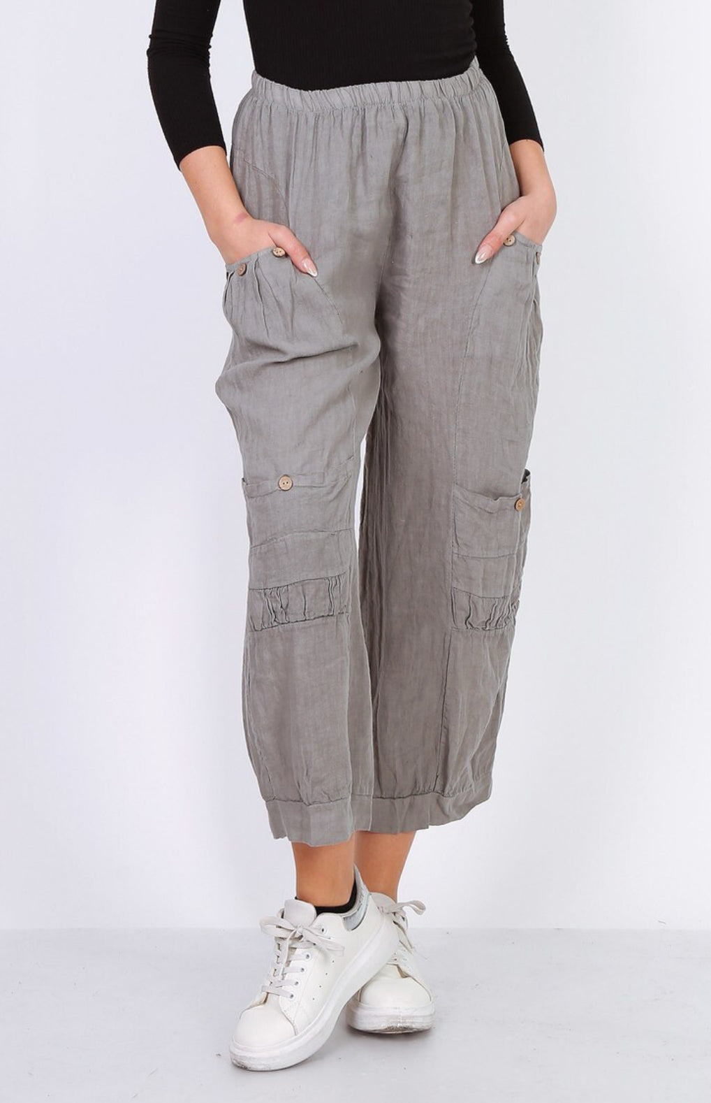 CARGO LINEN PANTS - 10-16 - TAUPE