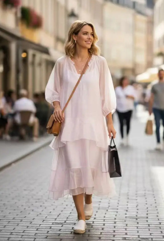 SILK BLEND DRESS - 10-16 - PINK