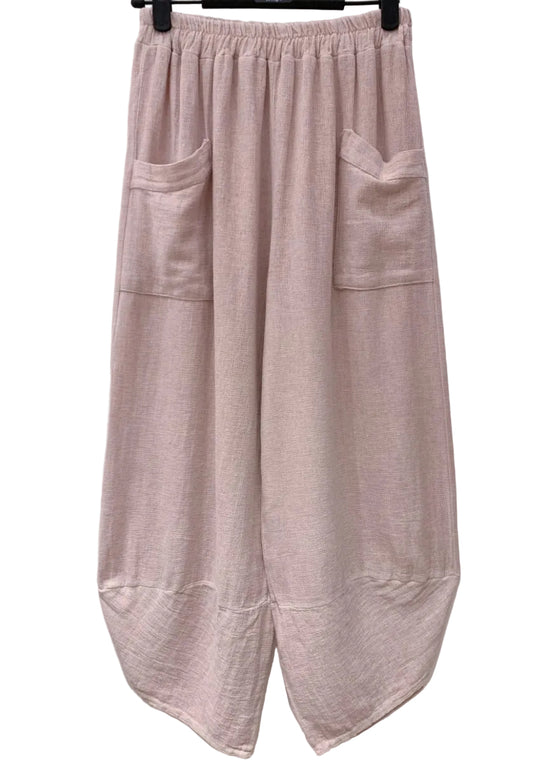 TULIP HEM LINEN COTTON PANTS - 10-16