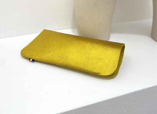 LEATHER GLASSES CASE - YELLOW