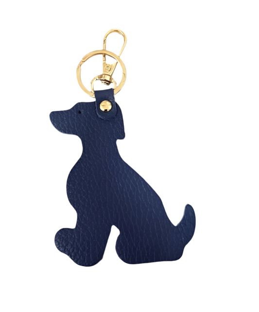 LEATHER DOG KEYRING - NAVY
